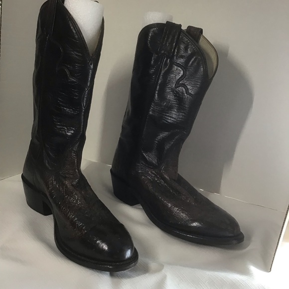 Evenin’ Star Boots Brown Ostrich & Leather Men’s Size 9 Narrow, Women Size 10.5N - Picture 5 of 9